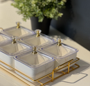 TREND HOME WHITE 6 Kapaklı kare tepsili çerezlik 