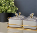 TREND HOME WHITE 6 Kapaklı kare tepsili çerezlik 