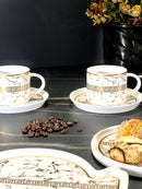 ZELLERFELD VERSAS MARBEL 18-teilig 6-tlg. weiß/dore vergoldete Kaffeetasse + 6 Kuchenteller