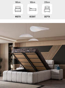 LUGANO Matelas, Lit coffre et Tête de lit en tissu velours texturé - Beige