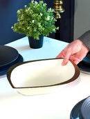 TREND HOME LEAF porselen servis tabağı beyaz/altın 30cm