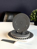 TREND HOME Set Dessertteller schwarz weiß Punkt 8 Stück