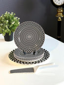 TREND HOME Set Dessertteller schwarz weiß Punkt 8 Stück