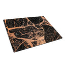 BELLART - Schwarzer und Orangefarbener Marmor - Glasschneidebrett mit UV-Druck 35x25cm