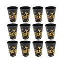 Lot de 12 verres à thé noir avec liseré doré épais 12'li siyah çay bardağı seti, kalın altın kenarlı