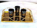 Set aus 12 Schwarzteegläsern mit dickem Goldrand