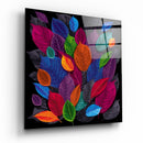 Tableau en verre - Feuilles multicolores sur fond noir - Cam tablo - Siyah zemin üzerine çok renkli yapraklar - Glasbild - Bunte Blätter auf schwarzem Hintergrund