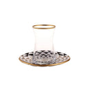 KARACA BLACK GOLD set verres à thé 6 personnes - 6'li çay seti
