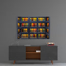 Tableau en verre - Immeuble aux portes multicolores et balcons