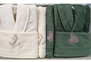 ÖZDILEK ROZEN Set de bain pour 2 personnes crème vert ÖZDILEK ROZEN  Aile banyo seti krem - yeşil ÖZDILEK ROZEN Badeset für 2 Personen creme - grün