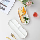 TREND HOME COLLECTION  Set aus 2 weißen, ovalen Teller mit 3 Fächern und goldener Bordüre