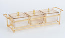 TREND HOME COLLECTION Aperitif-Tablett mit 3 quadratischen Glasschalen mit Deckel