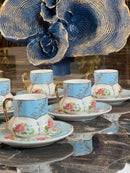 ACAR Set mit 6 Kaffeetassen aus Porzellan
