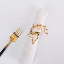 KARACA HOME Flowery Deer Lot de 2 Ronds de serviette de table Gold - Bella Home