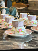 ACAR Set mit 6 Kaffeetassen aus Porzellan